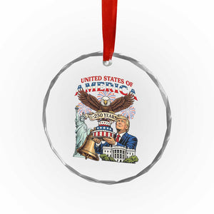 USA 250 Year Birthday Patriotic Celebration Crystal Glass Ornament Trump Eagle and Liberty Bday Cake TS02 Print Your Wear