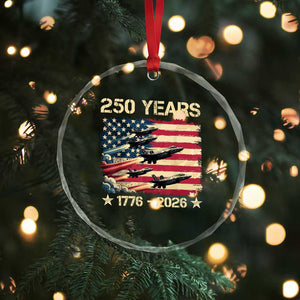 USA 250 Years 1776 2026 Patriotic Jets Trail American Flag Crystal Glass Ornament TS11 Print Your Wear