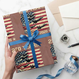 USA 250 Years 1776 2026 Patriotic Jets Trail American Flag Wrapping Paper Roll TS11 Mocha Print Your Wear
