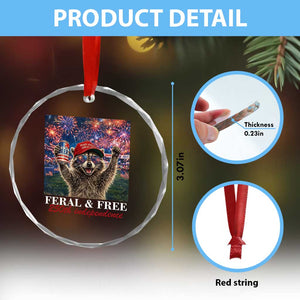 USA 250 Years Freedom Crystal Glass Ornament Feral and Free Funny Raccoon Driking Beer 4th of July TS14 Print Your Wear