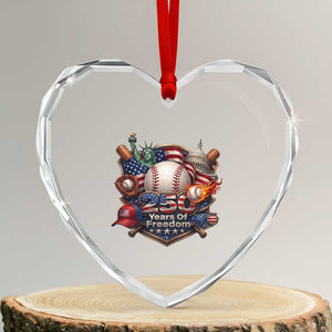 USA 250 Years Of Freedom Baseball Graphic Heart Crystal Glass Ornament TS12 Transparent Glass 3'' Heart Print Your Wear