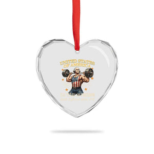 USA 250 Years of Freedom Muscular George Washington Weightlifter Heart Crystal Glass Ornament Built Different Since 1776 Funny Patriotic 1st President Bodybuilder