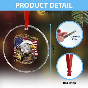 USA 250th Anniversary 1776 2026 4th of July Crystal Glass Ornament Patriotic Eagle Liberty Bell Statue of Liberty Graphic TS02 Print Your Wear