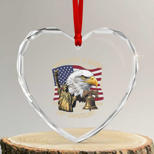 USA 250th Anniversary 1776 2026 4th of July Heart Crystal Glass Ornament Patriotic Eagle Liberty Bell Statue of Liberty Graphic TS02 Transparent Glass 3'' Heart Print Your Wear