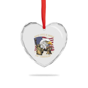 USA 250th Anniversary 1776 2026 4th of July Heart Crystal Glass Ornament Patriotic Eagle Liberty Bell Statue of Liberty Graphic TS02 Print Your Wear