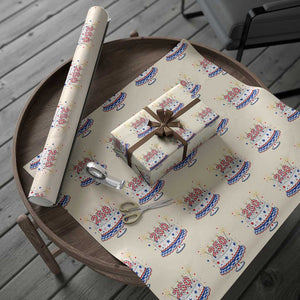 USA 250th Anniversary Birthday Cake Party Gift Wrapping Paper Roll
