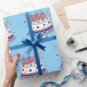 USA 250th Anniversary Birthday Cake Party Gift Wrapping Paper Roll