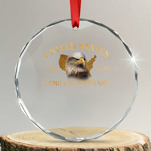 USA 250th Anniversary Crystal Glass Ornament American Map Patriotic 1776-2026 America 250 TS10 Transparent Glass 3'' Circle Print Your Wear