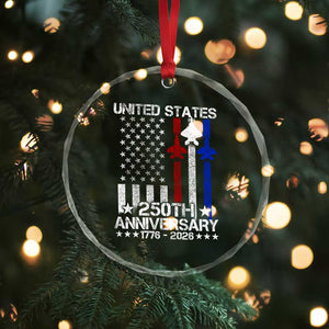 USA 250th Anniversary Crystal Glass Ornament Vintage American Flag Jets Semiquincentennial TS11 Print Your Wear