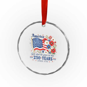USA 250th Anniversary Flag Floral Graphic Crystal Glass Ornament 250 Years America Patriot 4th of July Patriotism Gift TS10 Print Your Wear