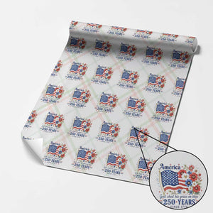 USA 250th Anniversary Flag Floral Graphic Wrapping Paper Roll 250 Years America Patriot 4th of July Patriotism Gift TS10 Christmas Plaid Print Your Wear