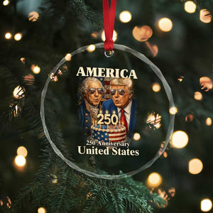 USA 250th Anniversary George Washington and Trump Birthday Cake Crystal Glass Ornament 250 Years 1776 2026 Patriotic Celebration TS02 Print Your Wear