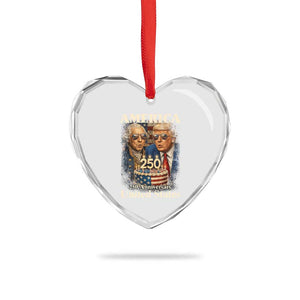 USA 250th Anniversary George Washington and Trump Birthday Cake Heart Crystal Glass Ornament 250 Years 1776 2026 Patriotic Celebration TS02 Print Your Wear
