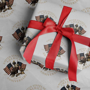 USA 250th Anniversary Wrapping Paper Roll Vintage Eagle US Flag Independence Day 4th July Patriotic TS10 White Print Your Wear