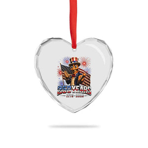 USA 250th Anniversary Tung Tung Sahur Heart Crystal Glass Ornament Funny American Anniversary Celebration