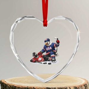 USA Eagle Vs Canada Loon Rivalry Graphic Heart Crystal Glass Ornament Funny Sports Fan Ice Hockey Game Day Supporter TS02 Transparent Glass 3'' Heart Print Your Wear