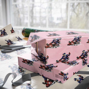 USA Eagle Vs Canada Loon Rivalry Graphic Wrapping Paper Roll Funny Sports Fan Ice Hockey Game Day Supporter TS02 Light Pink Print Your Wear