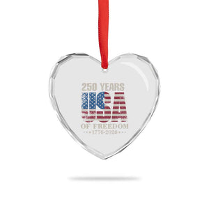 USA Flag 250 Years of Freedom Heart Crystal Glass Ornament Vintage Patriotic 1776 to 2026 Semiquincentennial TS02 Print Your Wear