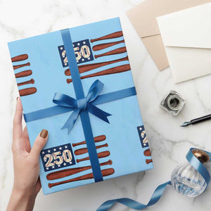 USA Flag Baseball Wrapping Paper Roll America 250th Anniversary Gift TS12 Light Blue Print Your Wear