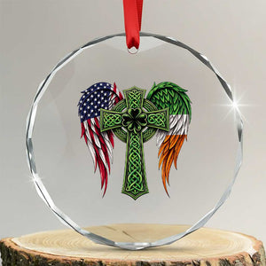 USA Flag Celtic Cross Irish American Crystal Glass Ornament St Patricks Day Gift TS12 Transparent Glass 3'' Circle Print Your Wear