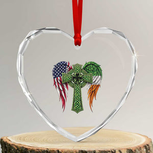 USA Flag Celtic Cross Irish American Heart Crystal Glass Ornament St Patricks Day Gift TS12 Transparent Glass 3'' Heart Print Your Wear