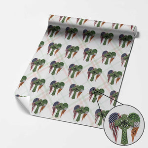 USA Flag Celtic Cross Irish American Wrapping Paper Roll St Patricks Day Gift TS12 Christmas Plaid Print Your Wear