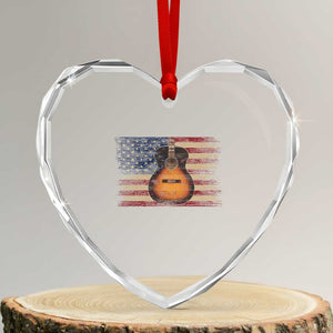 USA Flag Guitar Player Heart Crystal Glass Ornament Retro 4th of July Musician Guitarist TS10 Transparent Glass 3'' Heart Print Your Wear