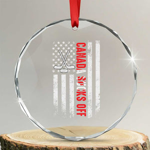 USA Flag Hockey Crystal Glass Ornament Funny Canada Sucks US EH American Flag TS02 Transparent Glass 3'' Circle Print Your Wear