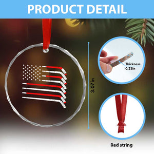 USA Flag Hockey Crystal Glass Ornament Patriotic Hockey Stick American Flags TS02 Print Your Wear
