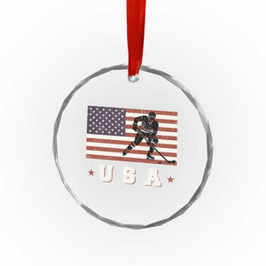 USA Flag Hockey Crystal Glass Ornament Patriotic Ice Hockey Player Retro Vintage TS02 Print Your Wear