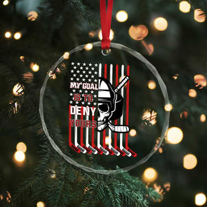 USA Flag Hockey Crystal Glass Ornament Skull Player My Goal Is To Deny Yours TS02 Print Your Wear