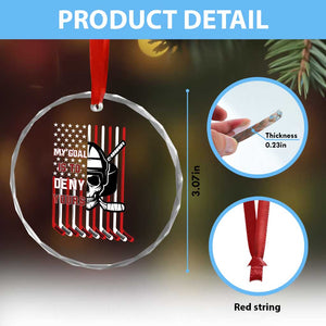 USA Flag Hockey Crystal Glass Ornament Skull Player My Goal Is To Deny Yours TS02 Print Your Wear