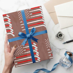USA Flag Hockey Wrapping Paper Roll Patriotic Hockey Stick American Flags TS02 Mocha Print Your Wear