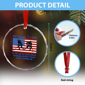 USA Gold Medal Hockey Patriotic American Flag Crystal Glass Ornament The Only Ice I Like Champions TS02 Print Your Wear