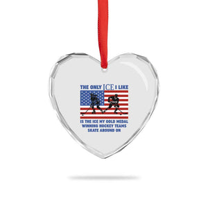 USA Gold Medal Hockey Patriotic American Flag Heart Crystal Glass Ornament The Only Ice I Like Champions TS02 Print Your Wear