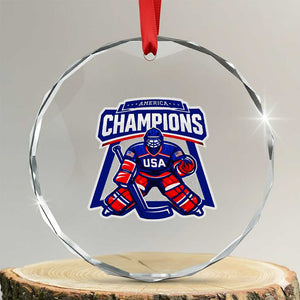 USA Ice Hockey Crystal Glass Ornament America Champions Patriotic Ice Hockey Team Fan TS10 Transparent Glass 3'' Circle Print Your Wear