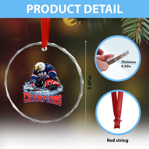 USA Ice Hockey Crystal Glass Ornament Eagle Dominates Canada 2026 Hockey Champions TS10 Print Your Wear