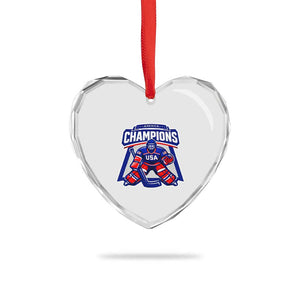 USA Ice Hockey Heart Crystal Glass Ornament America Champions Patriotic Ice Hockey Team Fan TS10 Print Your Wear