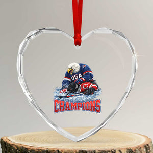 USA Ice Hockey Heart Crystal Glass Ornament Eagle Dominates Canada 2026 Hockey Champions TS10 Transparent Glass 3'' Heart Print Your Wear