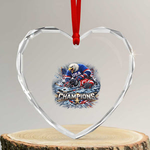 USA Ice Hockey Heart Crystal Glass Ornament Eagle Dominates Canada 2026 Hockey Champions Graphic TS10 Transparent Glass 3'' Heart Print Your Wear