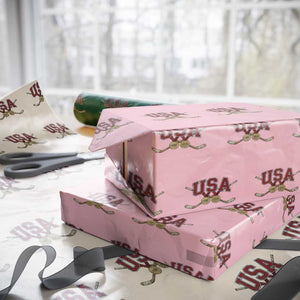 USA Ice Hockey Pride 1980 to 2026 Legacy Wrapping Paper Roll Patriotic American Champions TS02 Light Pink Print Your Wear