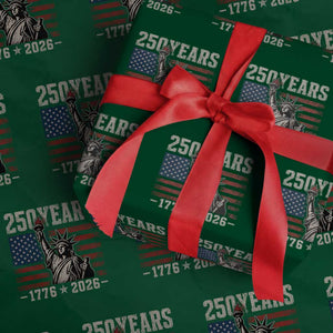 USA Independence 250th Anniversary Wrapping Paper Roll Patriotic Lady Liberty American Flag 250 Years 1776 2026 TS10 Green Print Your Wear