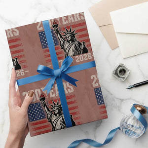 USA Independence 250th Anniversary Wrapping Paper Roll Patriotic Lady Liberty American Flag 250 Years 1776 2026 TS10 Mocha Print Your Wear