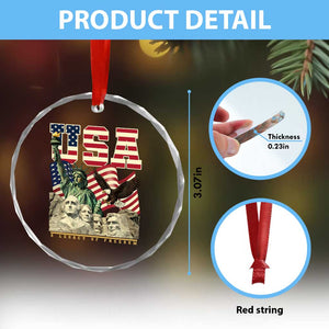 USA Legacy of Freedom Crystal Glass Ornament Patriotic Statue of Liberty Bald Eagle Mount Rushmore Graphic TS02 Print Your Wear