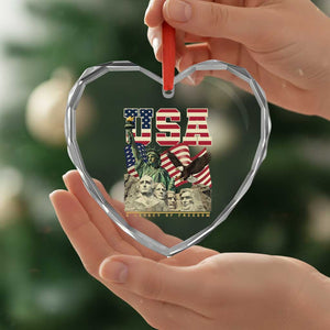 USA Legacy of Freedom Heart Crystal Glass Ornament Patriotic Statue of Liberty Bald Eagle Mount Rushmore Graphic TS02 Print Your Wear