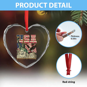 USA Legacy of Freedom Heart Crystal Glass Ornament Patriotic Statue of Liberty Bald Eagle Mount Rushmore Graphic TS02 Print Your Wear