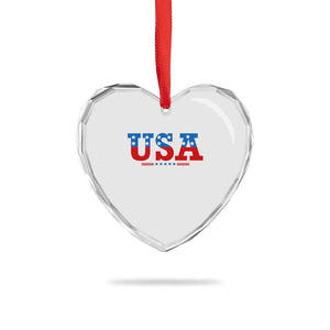 USA Patriotic Heart Crystal Glass Ornament Red White Blue Stars TS02 Print Your Wear