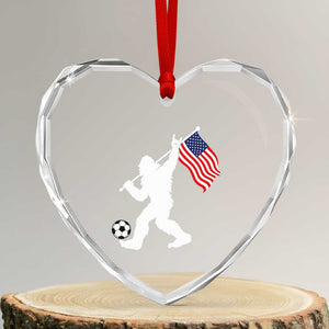 USA Soccer Bigfoot American Flag Fan Heart Crystal Glass Ornament