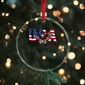 USA Soccer Eagle American Flag Fan Crystal Glass Ornament