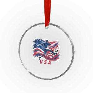USA Soccer Fan American Flag Crystal Glass Ornament